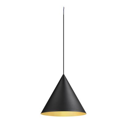 SLV Magico 38, kónické závěsné svítidlo 1xE27, černá/zlatá, průměr 38cm