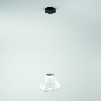 Fabas Deva, závěsné svítidlo z čirého skla, 1x14W LED  2700/3000/4000K krokové stmívání, prům. 25cm