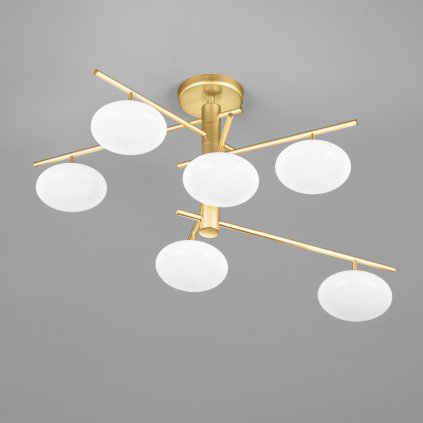 Metal Lux Dolce, stropní svítidlo 6xG9, zlatá/bílé sklo, 80x50cm