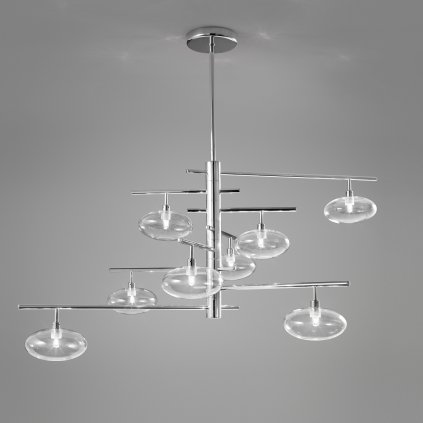 Metal Lux Dolce, závěsné svítidlo 8xG9, chrom/čiré sklo, 80x50cm