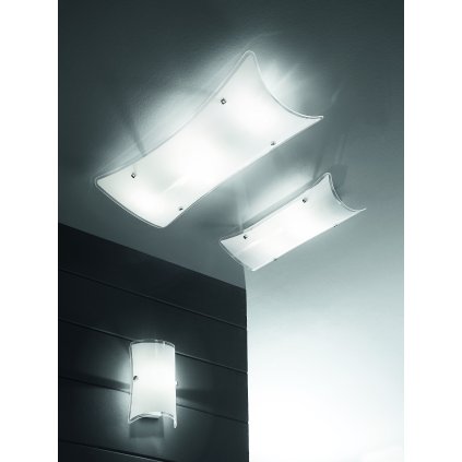 Fabas Milton, nástěnné svítidlo z ohnutého skla, 2x60W, 50x20cm