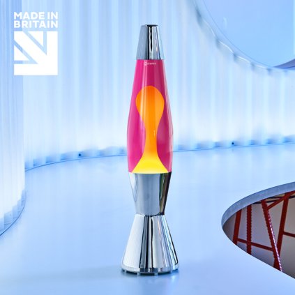 Mathmos Astrobaby, originální lávová lampa, 1x28W, růžová se žlutou lávou, 43cm
