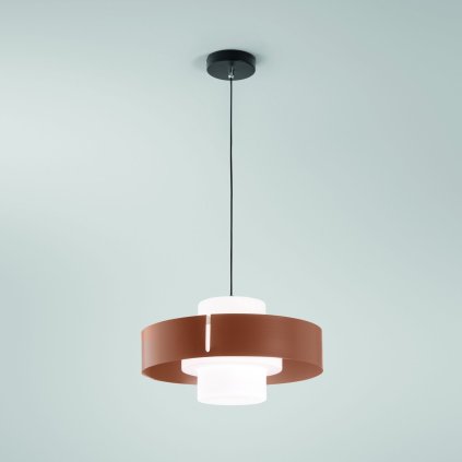 Fabas Loto, lustr z foukaného skla se stínítkem z cihlového kovu, 1x40W E27, průměr 45cm