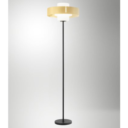 Fabas Loto, stojací lampa se stmívačem z foukaného skla se stínítkem z pískového kovu, 1x40W E27, výška 170cm, průměr 45cm