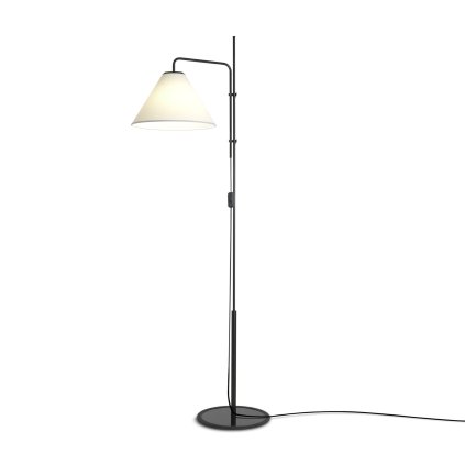 Marset Funiculí, černá stojací lampa s bílým textilním stínidlem, 1xE27, 158cm