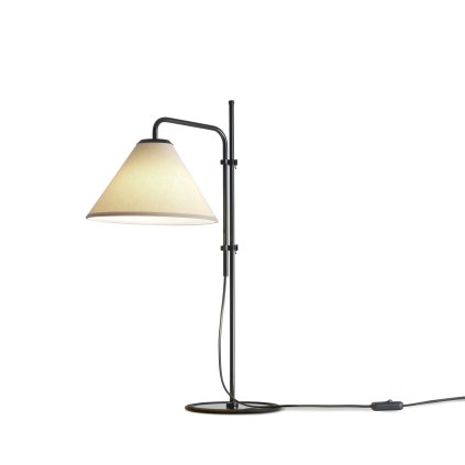 Marset Funiculí, černá stolní lampa s pískovým textilním stínidlem, 1xE14, 61cm