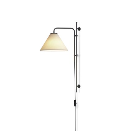 Marset Funiculí, černá nástěnná lampa s pískovým textilním stínidlem, 1xE14, výška 60cm