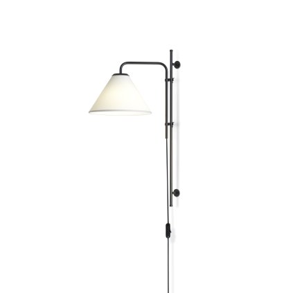 Marset Funiculí, černá nástěnná lampa s bílým textilním stínidlem, 1xE14, výška 60cm