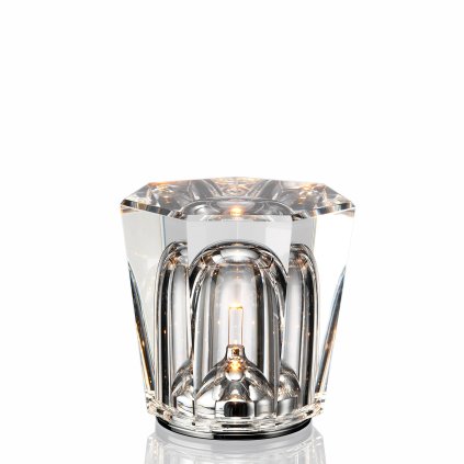 Ambientec Xtal, bateriová lampička z křišťálového skla, LED 2000K dotykové stmívání, Ø8x8,2cm, IP66
