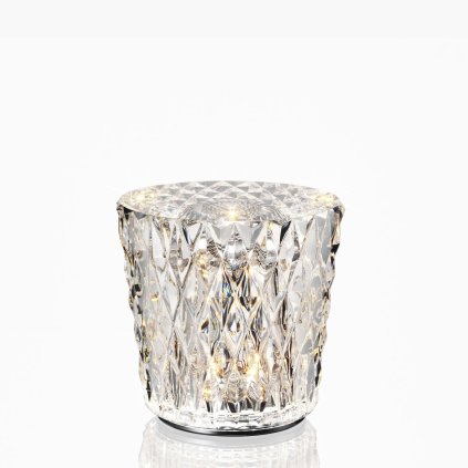 Ambientec Gacrux, bateriová lampička z křišťálového skla, LED 2000K dotykové stmívání, Ø8x8,2cm, IP66