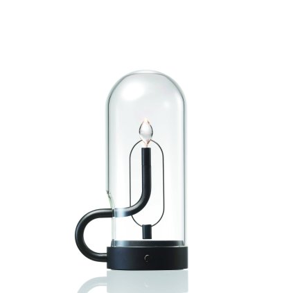 Ambientec Hymn Black, bateriová lampička z černého hliníku a skla, LED 2000K dotykové stmívání, Ø6,9x16,5cm, IP66
