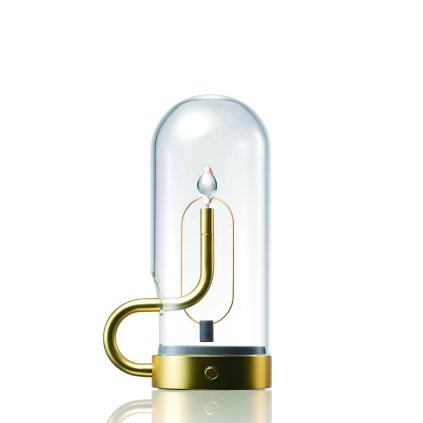 Ambientec Hymn Gold, bateriová lampička ze zlaté a skla, LED 2000K dotykové stmívání, Ø6,9x16,5cm, IP66
