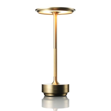 Ambientec Turn Aluminium Brass, bateriová lampička z mosazi, LED 1800-2500K dotykové stmívání, Ø13x27,5cm, IP66