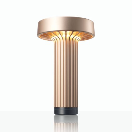 Ambientec Fotica Rose, přenosná lampička z růžového hliníku, LED 1800-2500K dotykové stmívání, Ø13x20,5cm, IP66