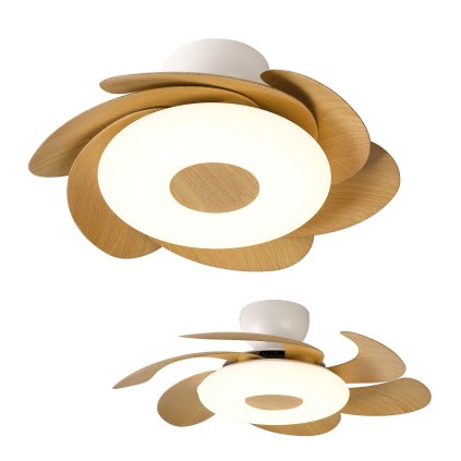 Mantra Flower, rozvinovací ventilátor se svítidlem a dálk. ovladačem, LED 24W 2700-5000K, dřevěná, průměr 50/79cm