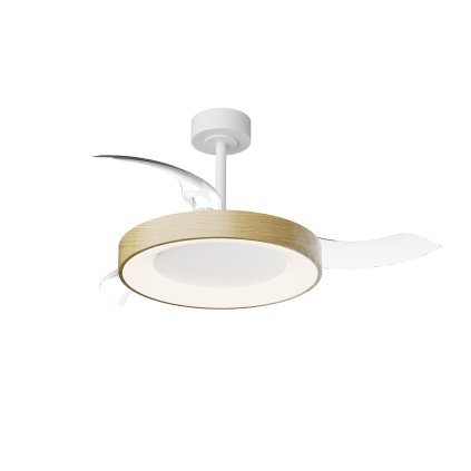 Mantra Niseko M, rozvinovací ventilátor se svítidlem a dálk. ovladačem, LED 50W 2700-5000K, bílá/dřevěná, průměr 49/106cm