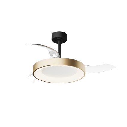 Mantra Niseko M, rozvinovací ventilátor se svítidlem a dálk. ovladačem, LED 50W 2700-5000K, černá/zlatá, průměr 49/106cm