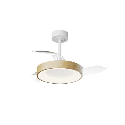 Mantra Niseko S, rozvinovací ventilátor se svítidlem a dálk. ovladačem, LED 45W 2700-5000K, bílá/dřevěná, průměr 40/91cm