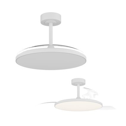 Mantra Slim Mini, rozvinovací ventilátor se svítidlem a dálk. ovladačem, LED 45W 2700-5000K, bílá, průměr 41/90cm