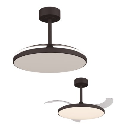 Mantra Slim Mini, rozvinovací ventilátor se svítidlem a dálk. ovladačem, LED 45W 2700-5000K, černá, průměr 41/90cm