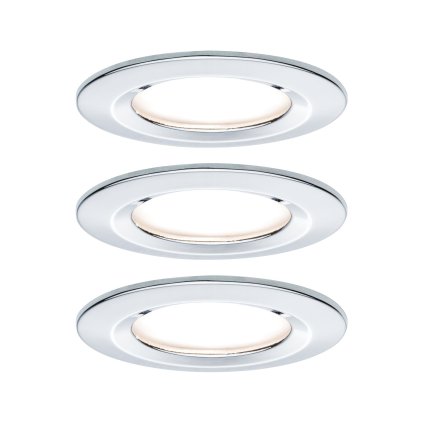 Paulmann LED Coin Nova round, set kulatých bodovek v chromové úpravě, LED 3x6W 2700K tříkrokové stmívání, prům. 7,8cm