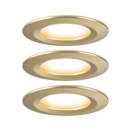 Paulmann LED Coin Nova round, set kulatých bodovek v matně zlaté úpravě, LED 3x6W 2700K tříkrokové stmívání, prům. 7,8cm