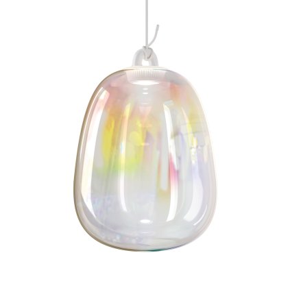 Lodes Obló large, závěs z foukaného skla Rainbow, 1x7W LED 3000K, Ø24,5x34,7cm