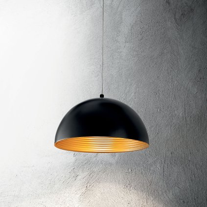 Fabas Dingle, závěsné svítidlo z kovu v černé vnější, zlaté vnitřní úpravě, 1x60W, prům. 40cm