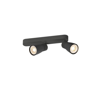 SLV Puri 2.0 Dome, černé nástěnné/stropní svítidlo 2xGU10 s asymetrickou základnou, délka 25,8cm