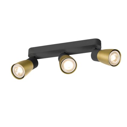 SLV Puri 2.0 Dome, černozlaté nástěnné/stropní svítidlo 3xGU10, délka 25,8cm