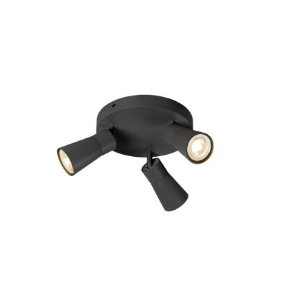 SLV Puri 2.0 Cone, černé stropní svítidlo 3xGU10 s kulatou základnou, průměr 18cm