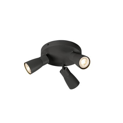 SLV Puri 2.0 Dome, černé stropní svítidlo 3xGU10 s kulatou základnou, průměr 18cm