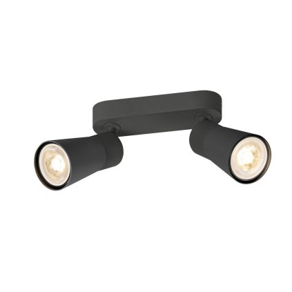 SLV Puri 2.0 Cone, černé nástěnné/stropní svítidlo 2xGU10, délka 15cm