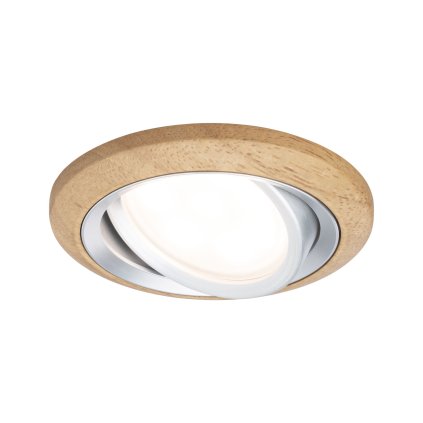 Paulmann Lanati Coin, dřevěná bodovka s hliníkem, 1x6W LED 2700K, prům. 8,4cm