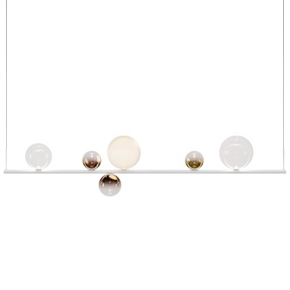 Lodes Random Stick long, závěsné svítidlo 22W LED 2700K, bílá/čirá+bronzová+bílá+zlatá, délka 150cm