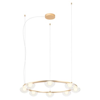 Redo Sinclair, zlaté kruhové závěsné svítidlo, LED 49,6W 3000K, stmívatelné, průměr 80cm