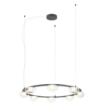 Redo Sinclair, černé kruhové závěsné svítidlo, LED 49,6W 3000K, stmívatelné, průměr 80cm