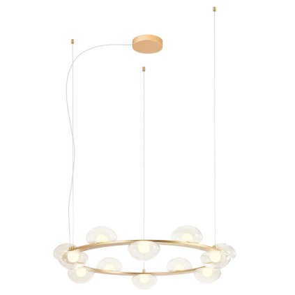 Redo Sinclair, zlaté kruhové závěsné svítidlo, LED 74,4W 3000K, stmívatelné, průměr 80cm