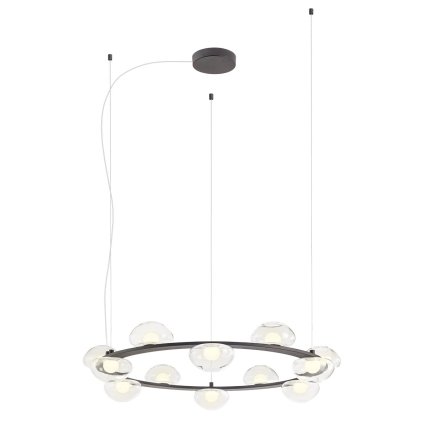 Redo Sinclair, černé kruhové závěsné svítidlo, LED 74,4W 3000K, stmívatelné, průměr 80cm