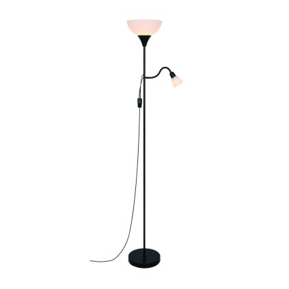 Nordlux Lauria, černá stojací lampa se čtecí lampičkou 1xE27 a 1xE14, výška 178cm