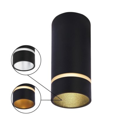 Mantra Split, stropní válcové svítidlo s průsvitným proužkem 1xGU10, černá, průměr 6cm