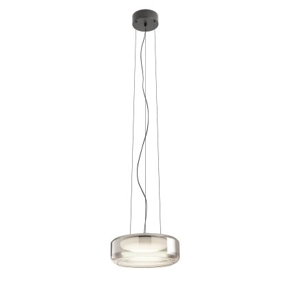 Redo Solera, skleněné kouřové závěsné svítidlo, LED 24W 3000/4000K, průměr 35cm