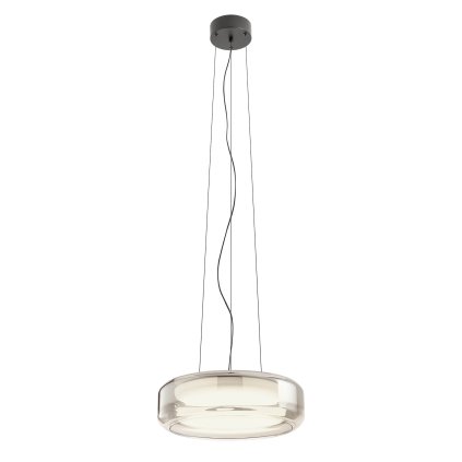 Redo Solera, skleněné kouřové závěsné svítidlo, LED 36W 3000/4000K, průměr 45cm