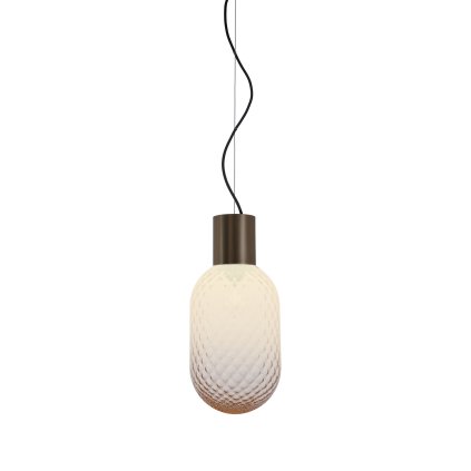 Il Fanale Bloom, závěsné svítidlo z mosazi a kouřového bronzového skla, 1x15W LED E27, průměr 20,8cm