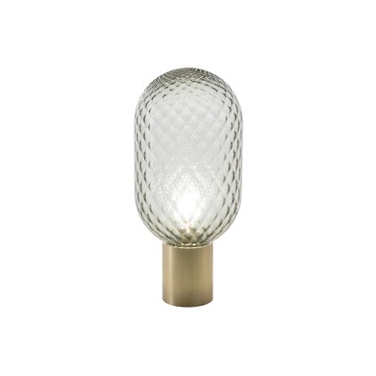 Il Fanale Bloom, stolní lampa z mosazi a kouřového šedého skla, 1x15W LED E27, průměr 20,8cm