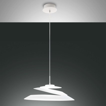Fabas Aragon, závěsné svítidlo, 18W LED 2700K stmívatelné, bílá, prům. 53cm