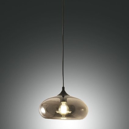 Fabas Ela, závěsné svítidlo z kouřového skla, 1x60W E27, prům. 27cm
