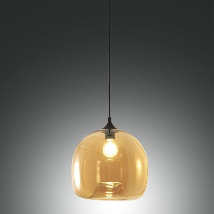 Fabas Maia, závěsné svítidlo z jantarového skla, 1x60W E27, prům. 31cm