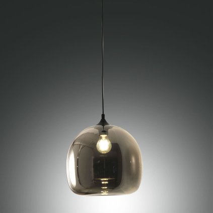 Fabas Maia, závěsné svítidlo z kouřového skla, 1x60W E27, prům. 31cm