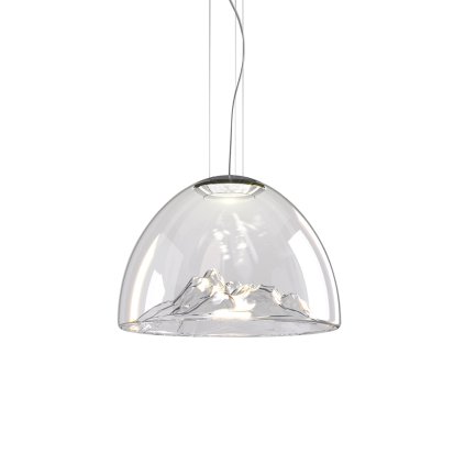 Axolight Mountain View, designové svítidlo z foukaného čirého skla / chrom, 16W LED stmívatelné, prům. 55cm